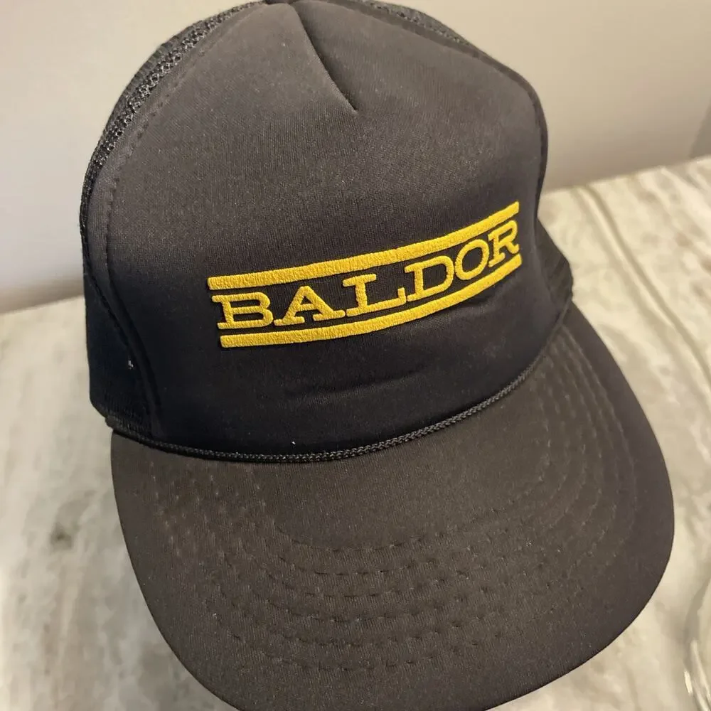 BALDOR Electric Motors vintage Black adjustable cap brim Trucker